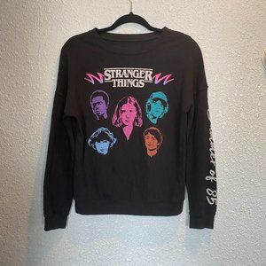 Stranger Things Summer of 85 Netflix Junior's Size XS Black Long Sleeve Sweater